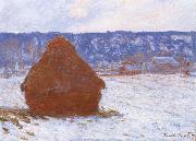 Claude Monet Grainstack in Overcast Weather,Snwo Effect Sweden oil painting reproduction